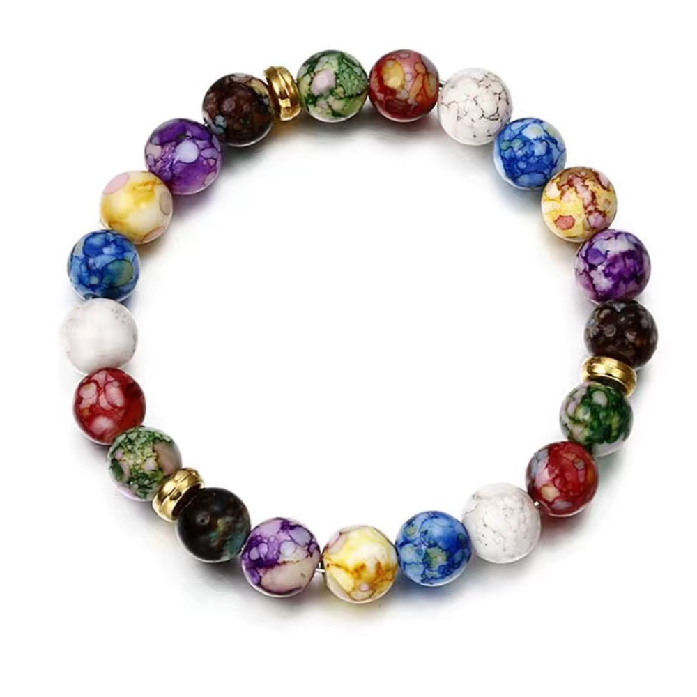 NEW! 1pc Agate Stone Colorful Yoga/Acrylic Bead Bracelet